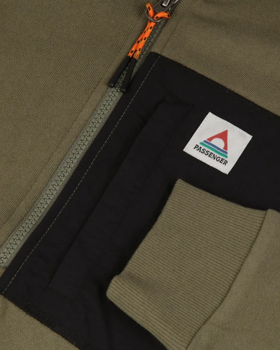 Hoodies & Sweatshirts|Men's Outlet>Passenger Offgrid 1/4 Zip Recycled Cotton Sweatshirt Dusty Olive