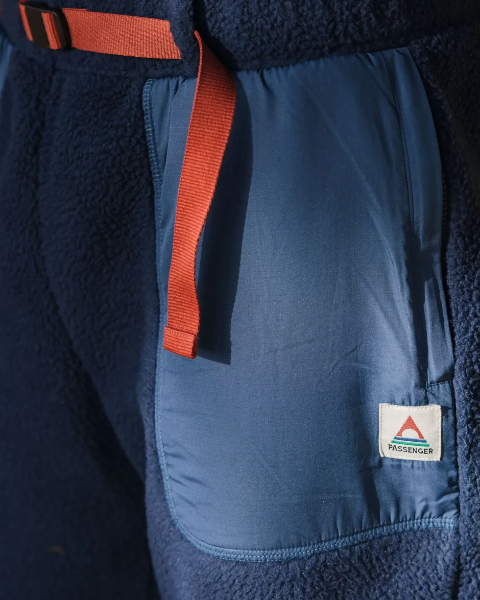 Pants|Men's Outlet>Floris van Bommel Offgrid Recycled Sherpa Fleece Jogger Rich Navy