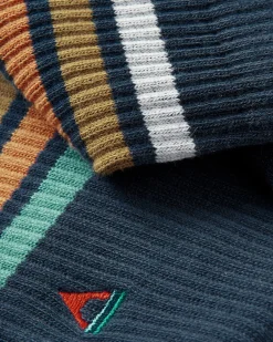 Socks|Socks>Floris van Bommel Organic Midweight Crew Socks Navy