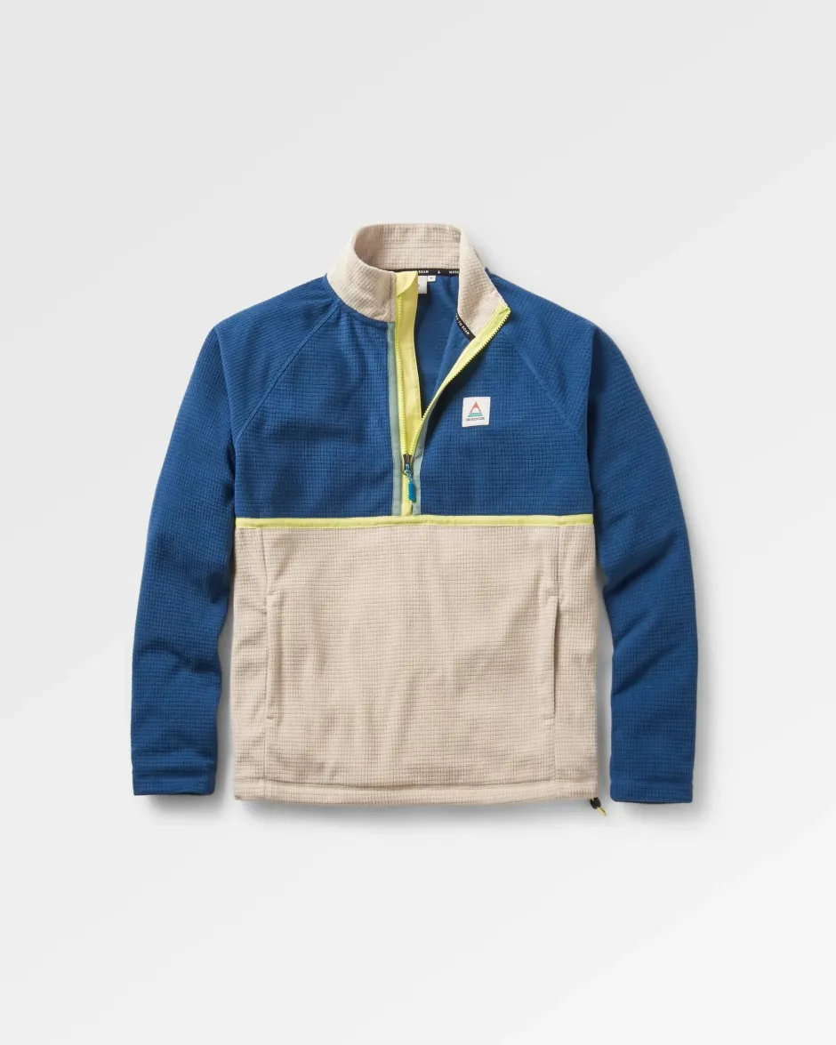 Fleece|Fleece>Floris van Bommel Overlook Recycled Grid Polar Fleece Dark Denim/Pebble Grey