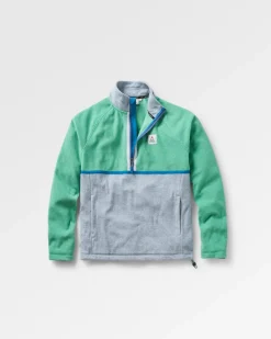 Fleece|Fleece>Floris van Bommel Overlook Recycled Grid Polar Fleece Green Spruce/Grey Marl