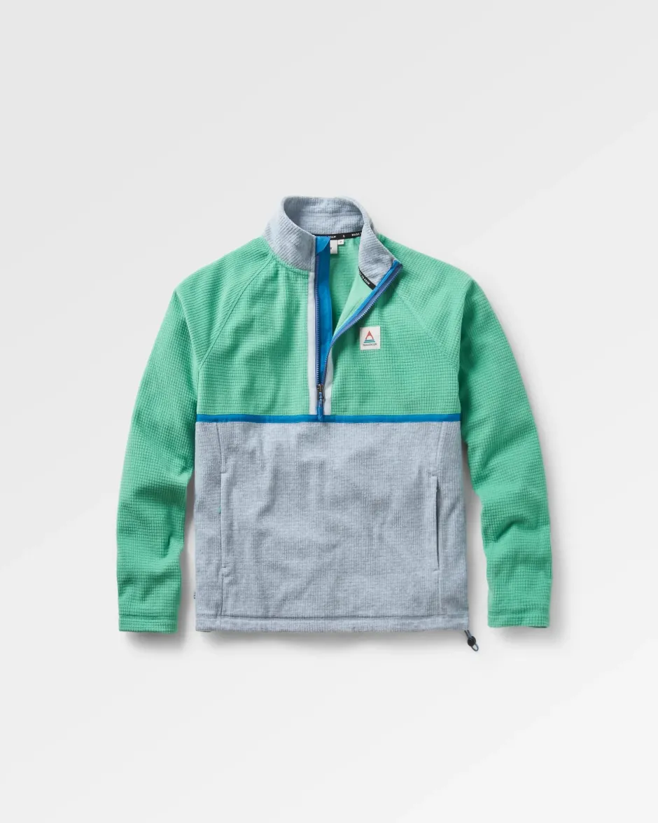 Fleece|Fleece>Floris van Bommel Overlook Recycled Grid Polar Fleece Green Spruce/Grey Marl