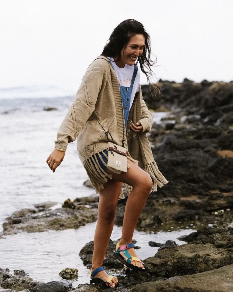 Knitwear>Passenger Palm Organic Cotton Cardigan Biscuit