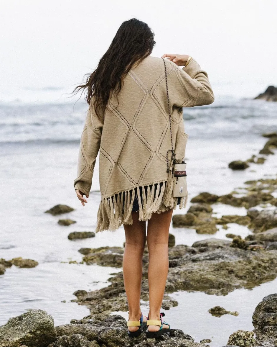 Knitwear>Passenger Palm Organic Cotton Cardigan Biscuit