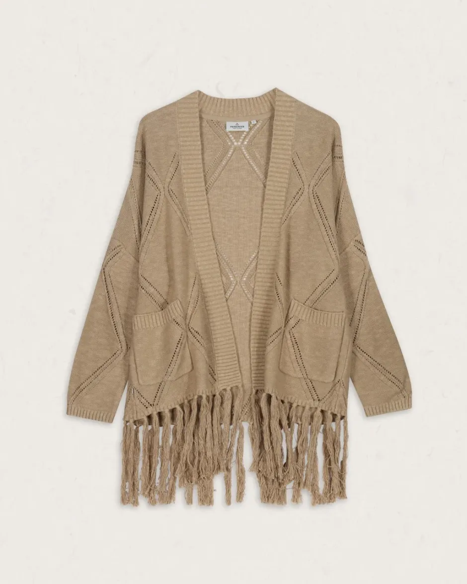Knitwear>Passenger Palm Organic Cotton Cardigan Biscuit