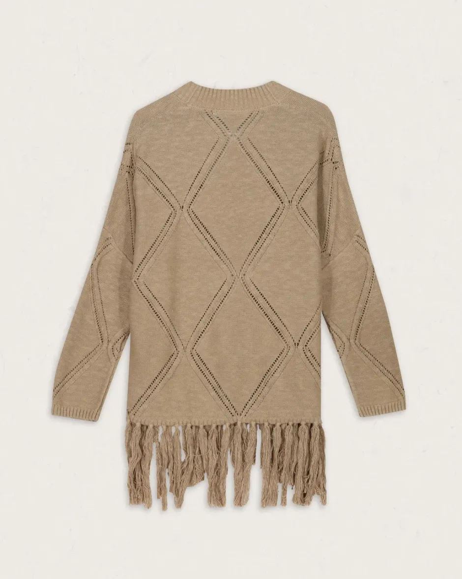 Knitwear>Passenger Palm Organic Cotton Cardigan Biscuit