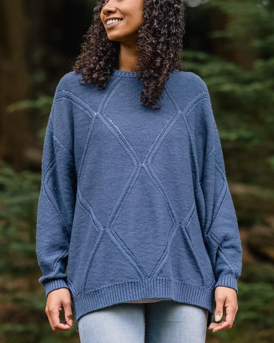 Knitwear|Women's Outlet>Passenger Palm Organic Oversized Knitted Jumper Dark Denim
