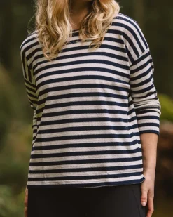 Tops & T-Shirts|Winter Road Trip Essentials>Passenger Panorama Striped LS T-Shirt Deep Navy