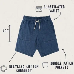 Shorts|Men's Outlet>Floris van Bommel Pine Recycled Cotton Cord Shorts Washed Denim