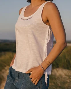 Tank Tops|Women's Outlet>Passenger Poppy Recycled Cotton Tassel Tank Top White