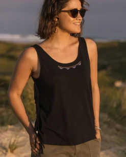 Tank Tops|Tops & T-Shirts>Passenger Poppy Recycled Cotton Tassel Tank Top Black
