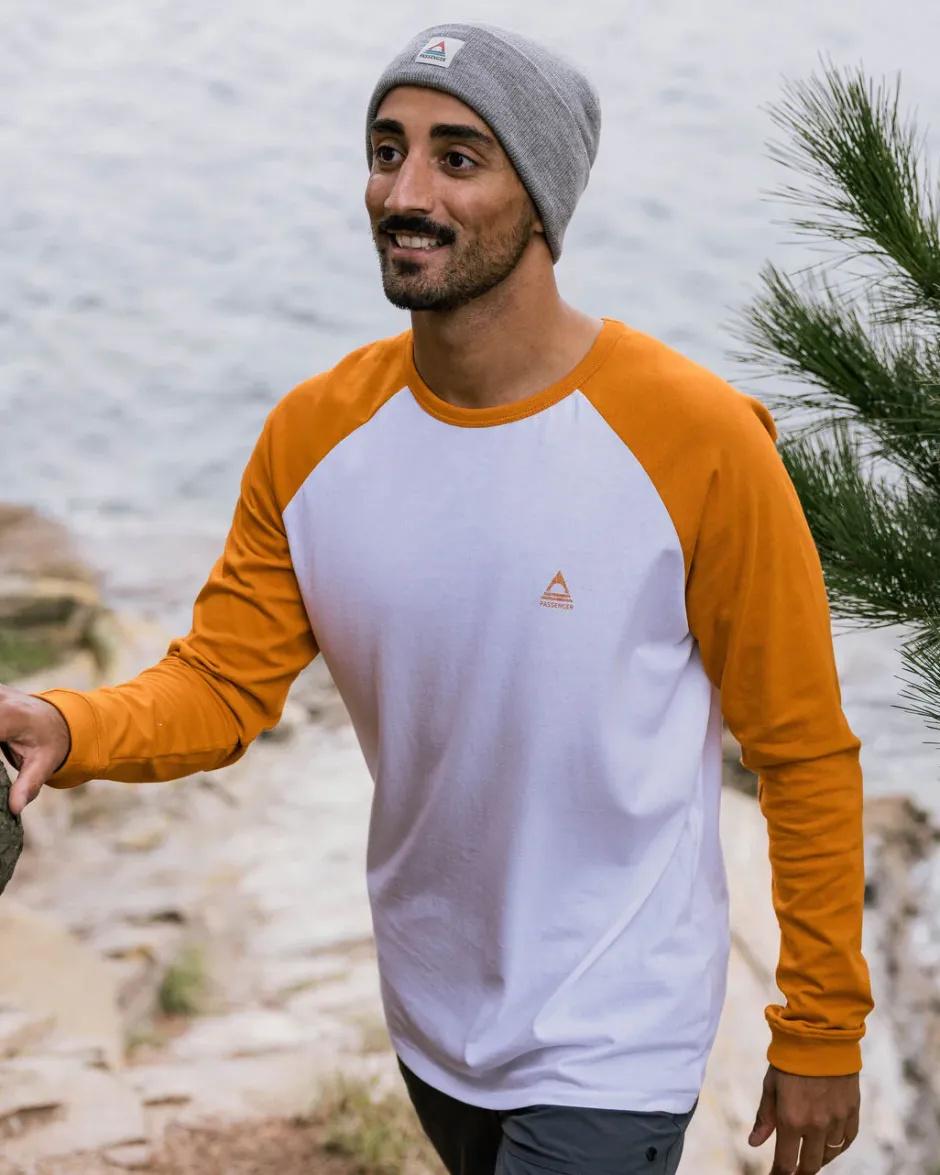 T-Shirts & Tank Tops|Men's Outlet>Passenger Purpose Recycled Cotton Ls T-Shirt Sunrise Orange/White