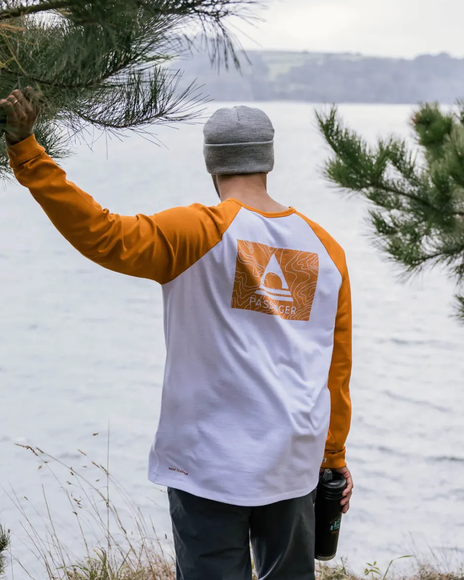 T-Shirts & Tank Tops|Men's Outlet>Passenger Purpose Recycled Cotton Ls T-Shirt Sunrise Orange/White