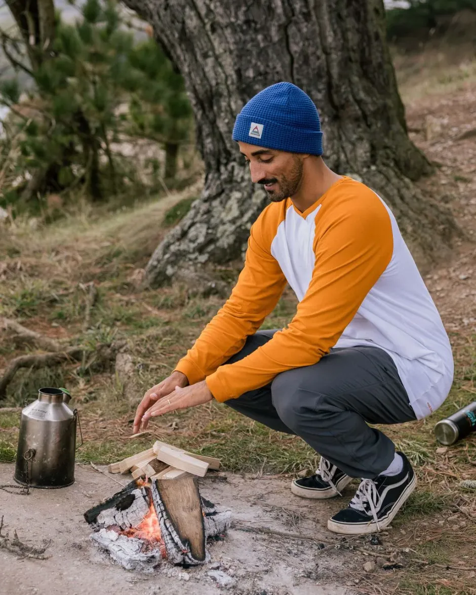 T-Shirts & Tank Tops|Men's Outlet>Passenger Purpose Recycled Cotton Ls T-Shirt Sunrise Orange/White