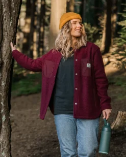 Shirts|Fleece>Passenger Rappel Recycled Sherpa Oversized Shirt Wine