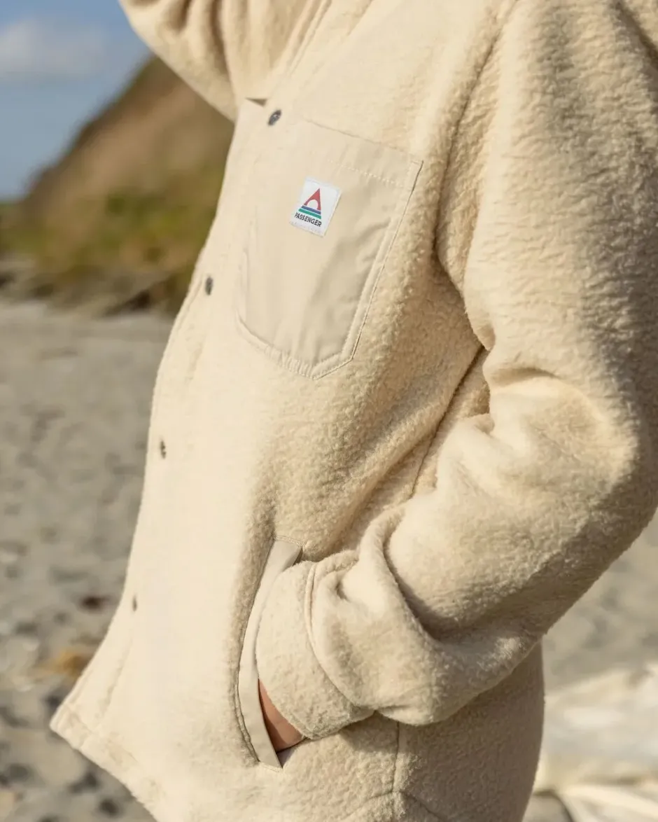 Shirts|Fleece>Passenger Rappel Recycled Sherpa Oversized Shirt Oatmeal