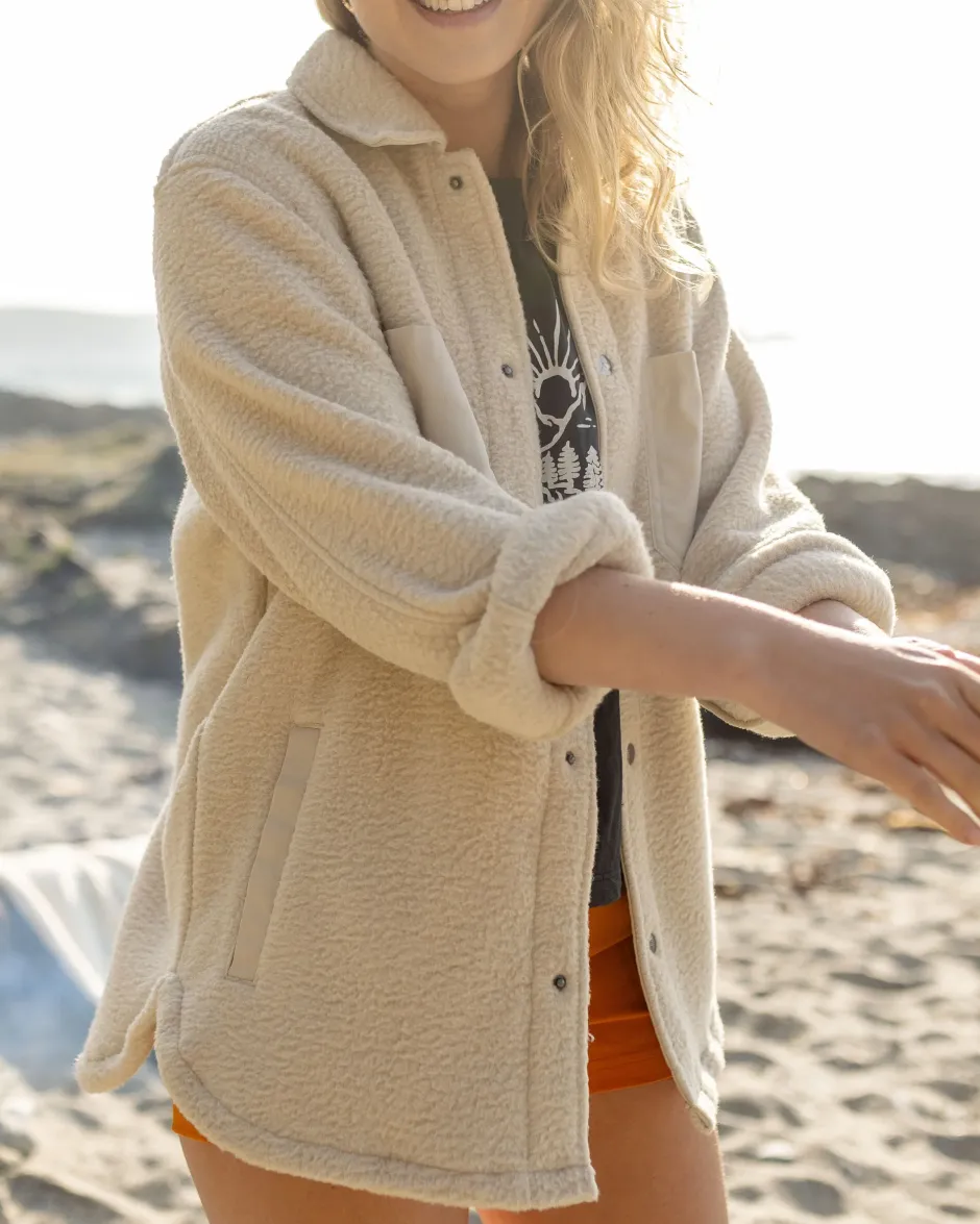 Shirts|Fleece>Passenger Rappel Recycled Sherpa Oversized Shirt Oatmeal