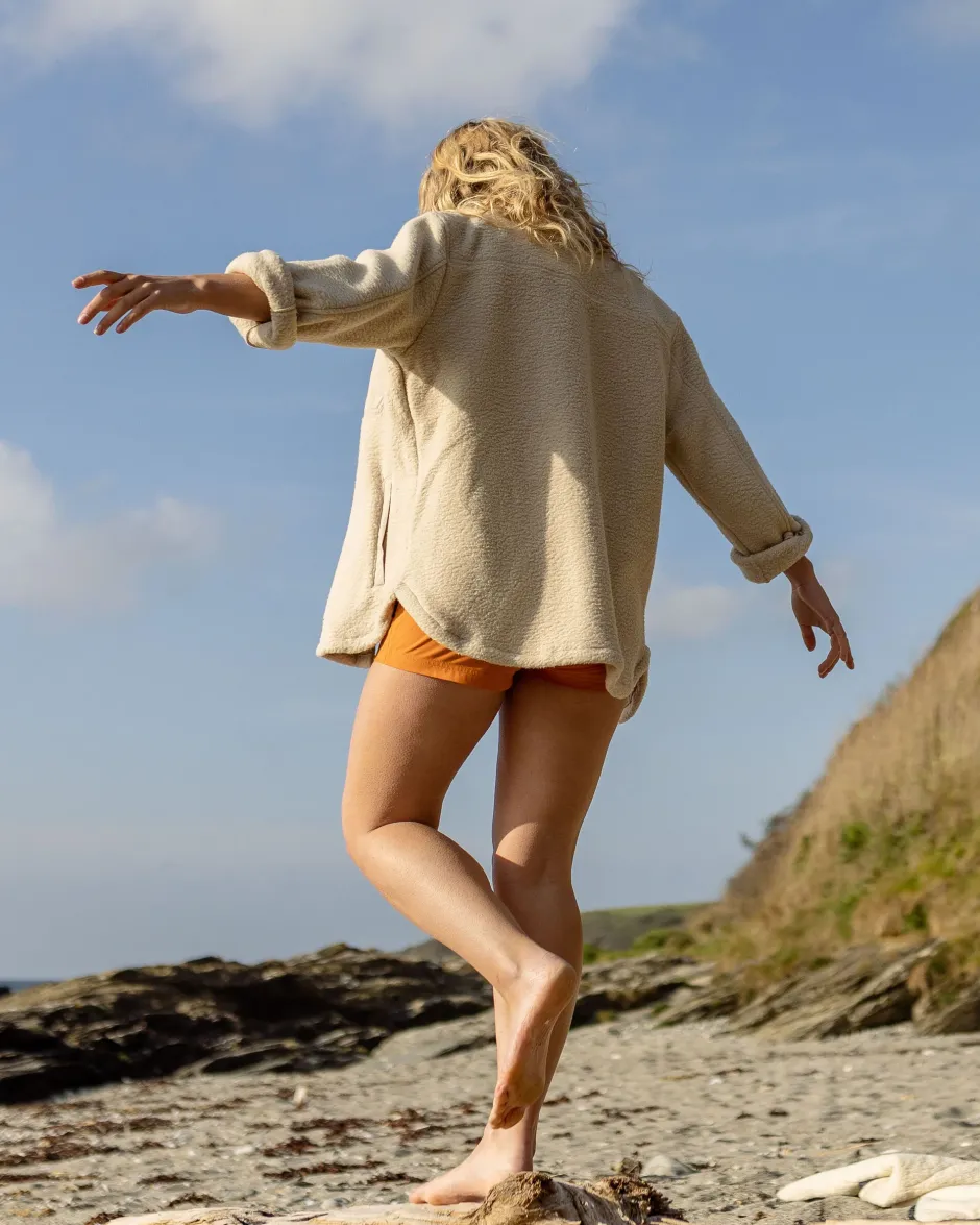 Shirts|Fleece>Passenger Rappel Recycled Sherpa Oversized Shirt Oatmeal