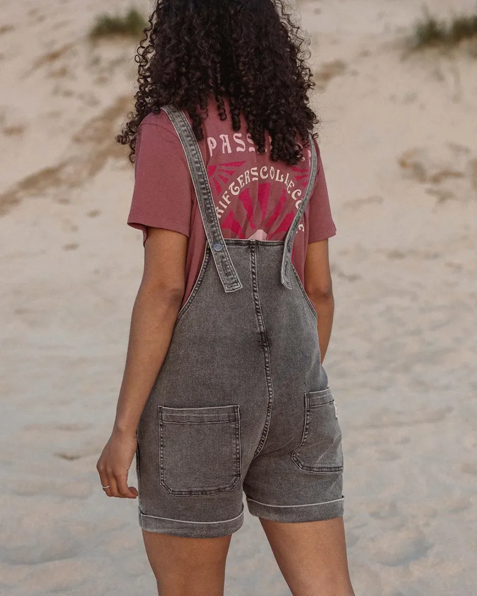 Shorts|Dungarees & Pants>Passenger Riverside Denim Short Dungarees Washed Black Denim