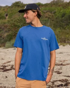 T-Shirts & Tank Tops|Men's Outlet>Floris van Bommel Roam Free Recycled Cotton T-Shirt True Blue