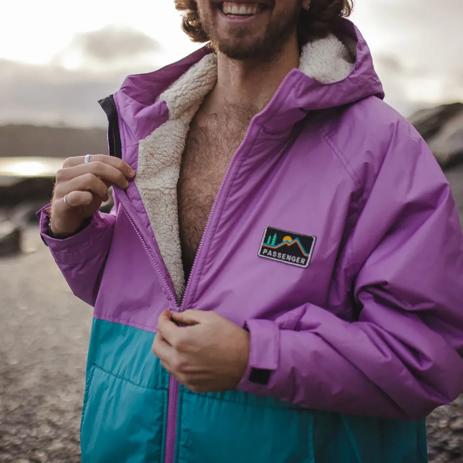 Changing Robes & Ponchos|Changing Robes & Surf Ponchos>Floris van Bommel Roaming Recycled Sherpa Lined Changing Robe Viridian Green/Orchid