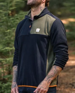 Fleece|Fleece>Floris van Bommel Root Recycled Polar 1/4 Zip Fleece Black