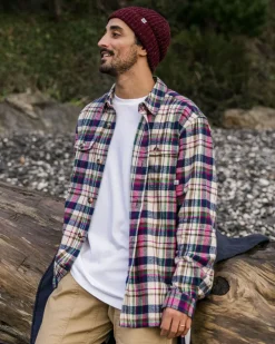 Shirts|Men's Outlet>Passenger Rustic Organic Cotton Heavyweight Overshirt Off White Check