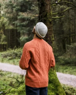 Knitwear|Men's Outlet>Passenger Sandbar Cable Knitted Jumper Baked Clay