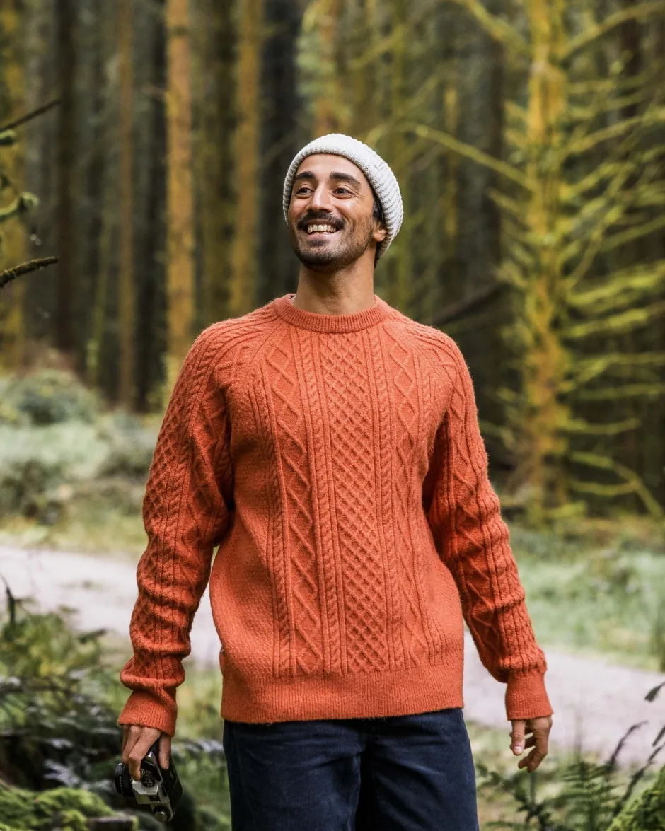 Knitwear|Men's Outlet>Passenger Sandbar Cable Knitted Jumper Baked Clay