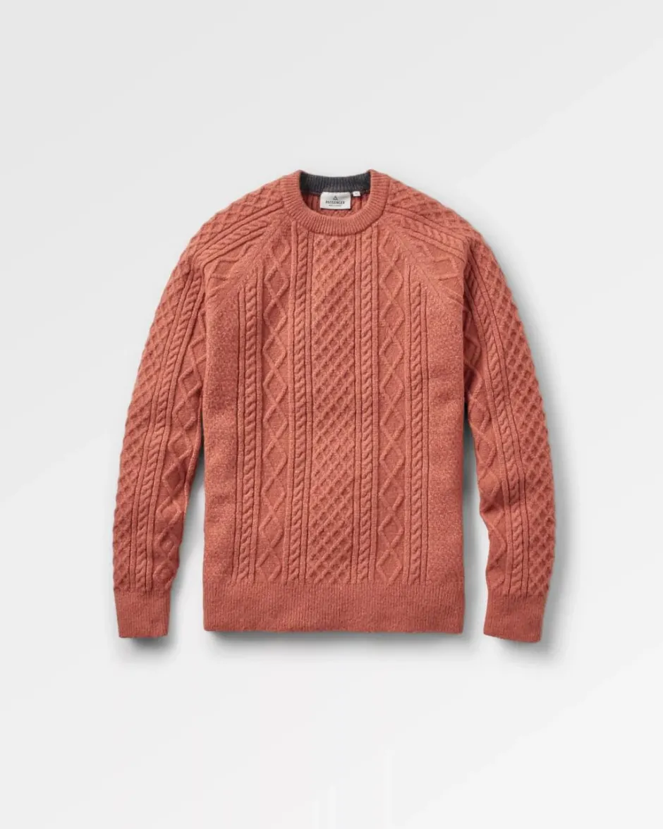 Knitwear|Men's Outlet>Passenger Sandbar Cable Knitted Jumper Baked Clay