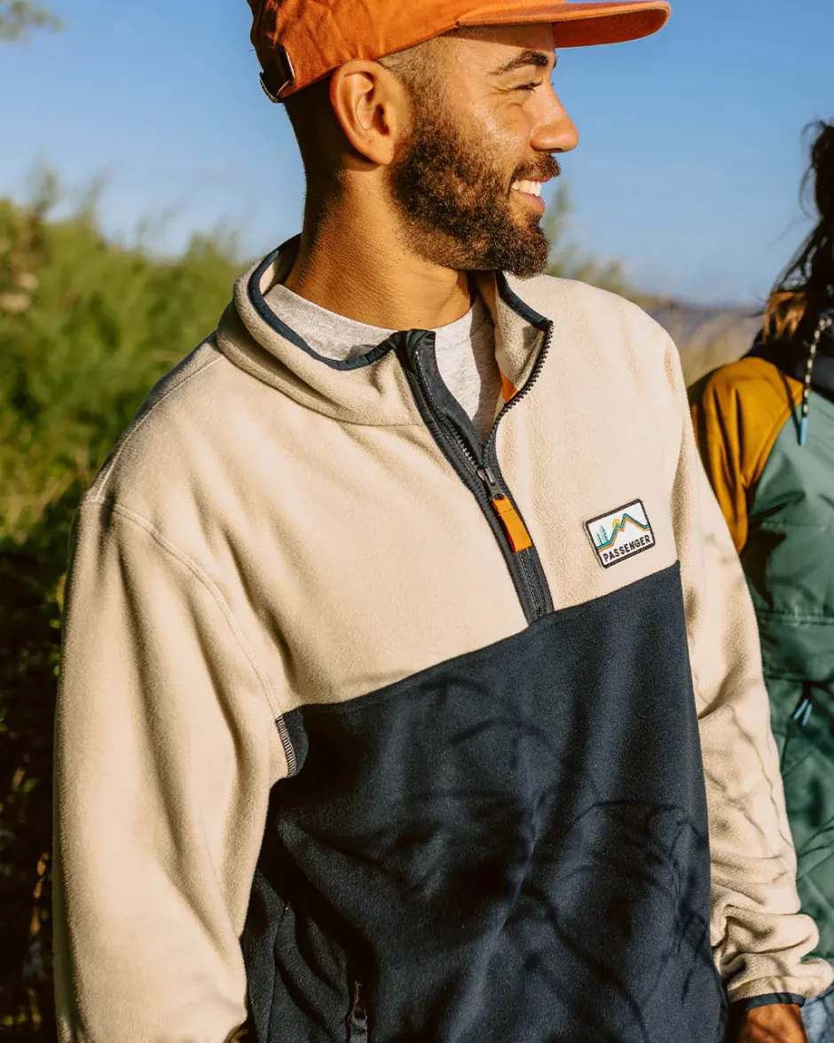 Fleece|Fleece>Floris van Bommel Set Off Recycled Polar 1/4 Zip Fleece Oatmeal