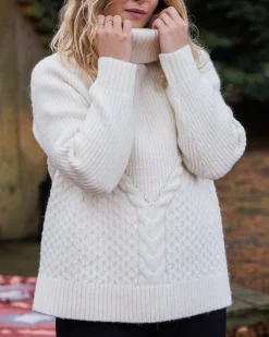 Knitwear|Women's Outlet>Passenger Snuggle Recycled Knitted Polo Neck Off White