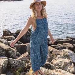 Jumpsuits & Playsuits|Dungarees & Pants>Passenger Spirit Jumpsuit Blue Coral Geo Tile