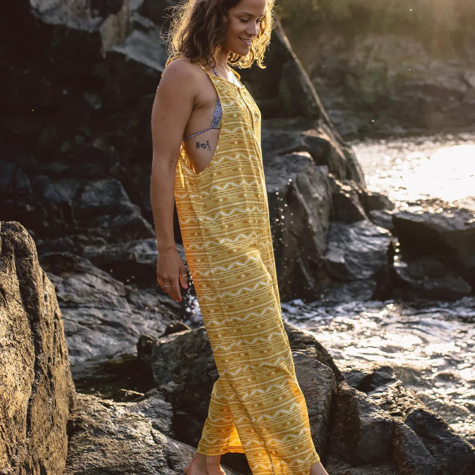 Jumpsuits & Playsuits|Dungarees & Pants>Passenger Spirit Jumpsuit Ochre Yellow Sol
