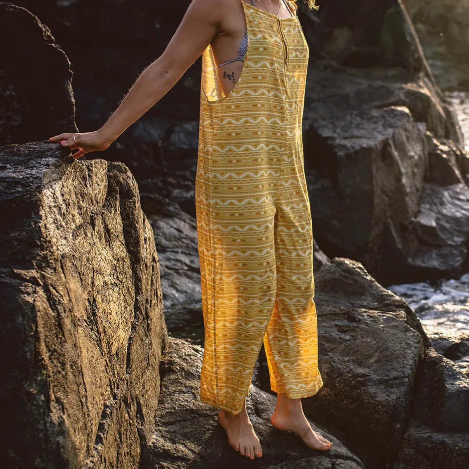 Jumpsuits & Playsuits|Dungarees & Pants>Passenger Spirit Jumpsuit Ochre Yellow Sol