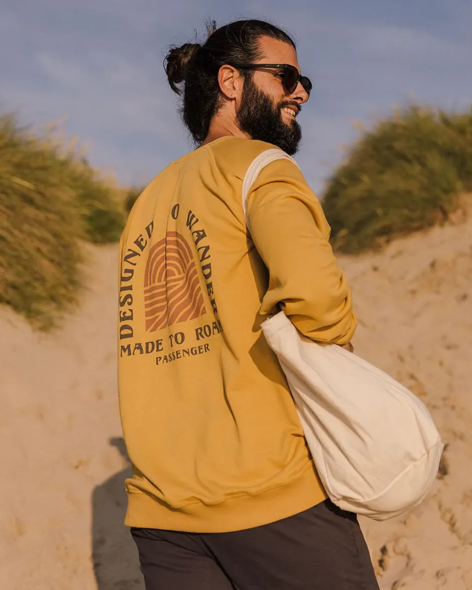 Hoodies & Sweatshirts|Men's Outlet>Passenger Sundown Recycled Cotton Sweatshirt Mustard Gold