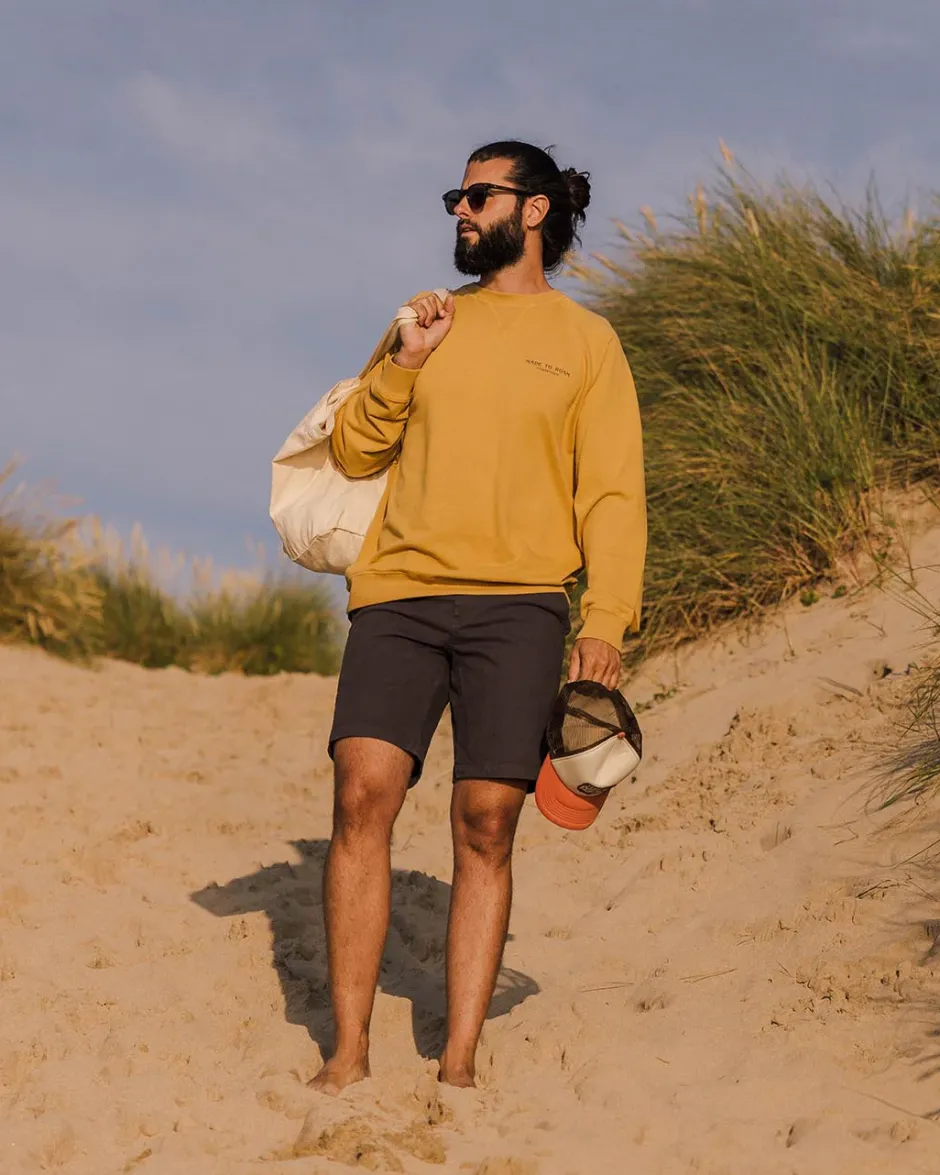 Hoodies & Sweatshirts|Men's Outlet>Passenger Sundown Recycled Cotton Sweatshirt Mustard Gold