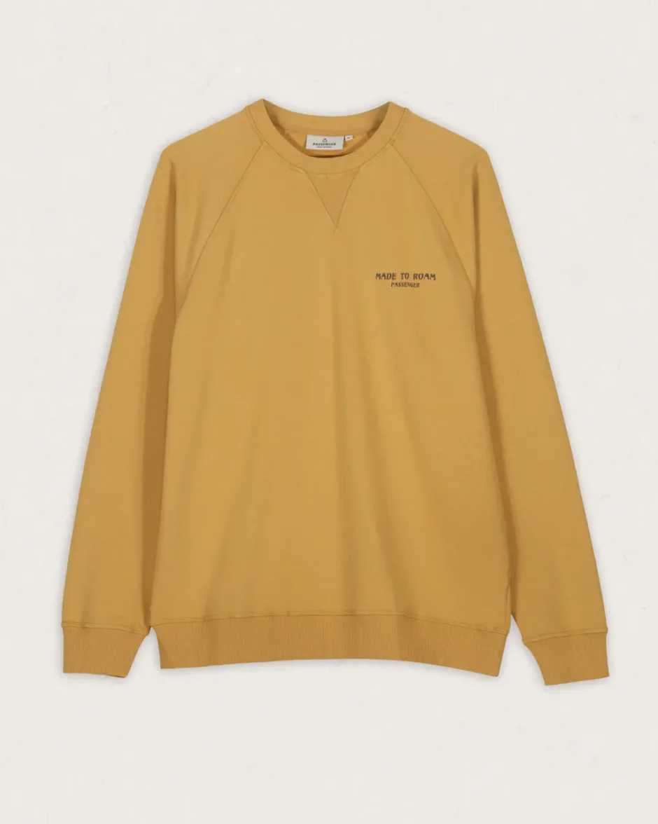 Hoodies & Sweatshirts|Men's Outlet>Passenger Sundown Recycled Cotton Sweatshirt Mustard Gold