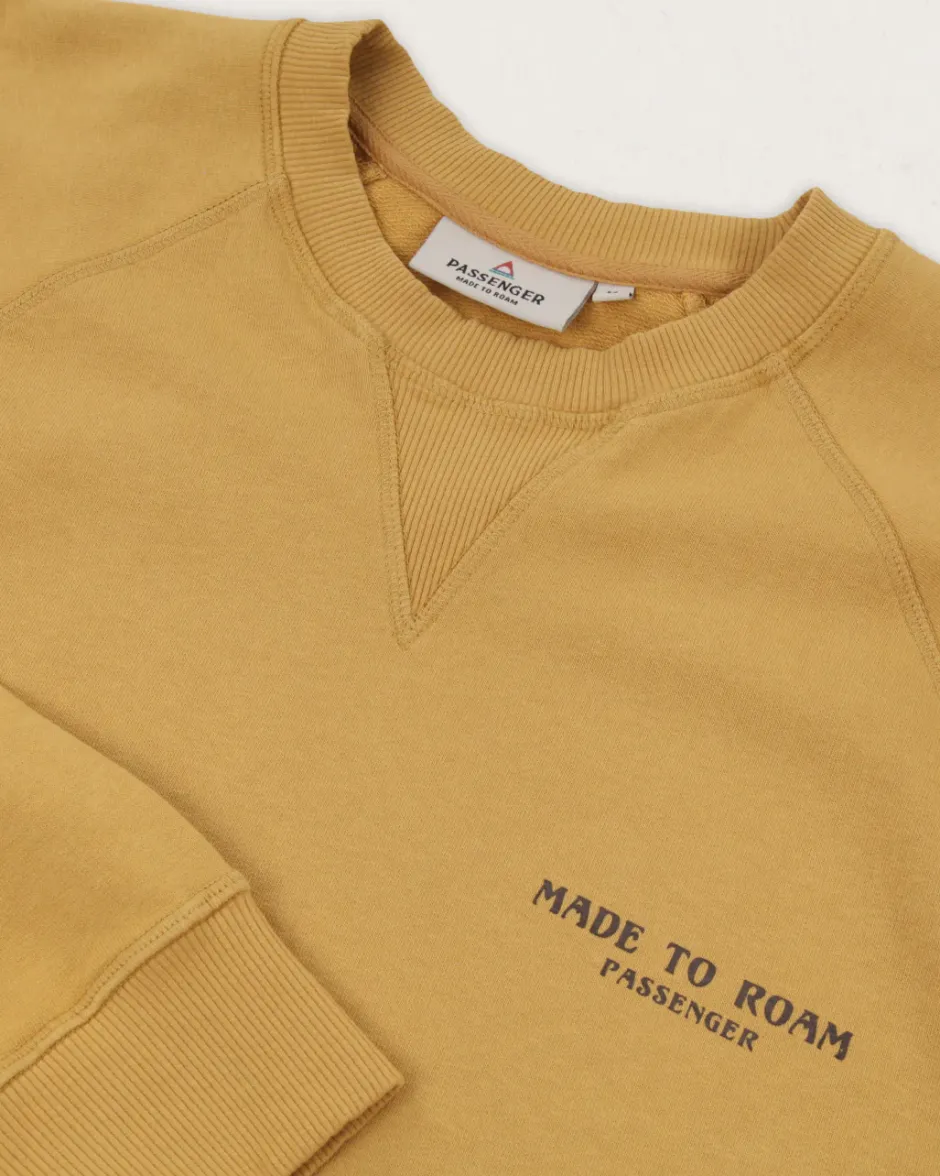 Hoodies & Sweatshirts|Men's Outlet>Passenger Sundown Recycled Cotton Sweatshirt Mustard Gold