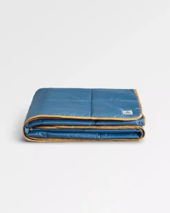 Accessories|Blankets>Floris van Bommel Travel Recycled Ripstop Blanket Washed Blue