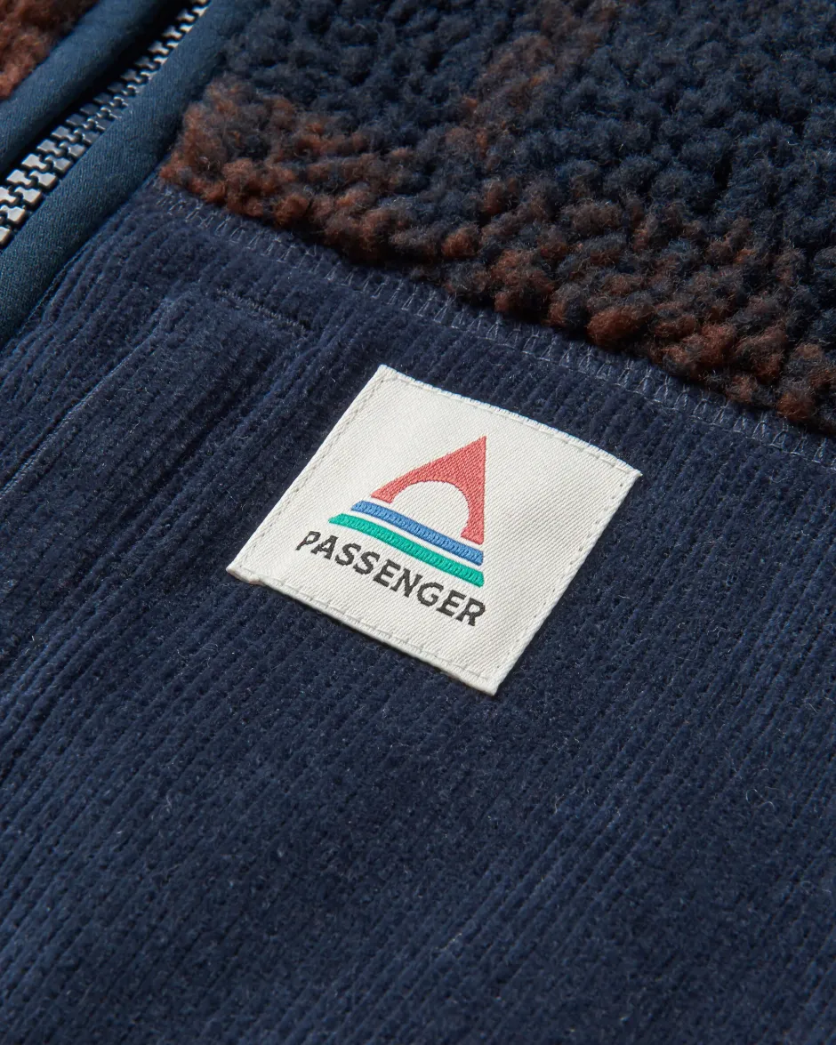 Fleece|Fleece>Floris van Bommel Trekker Recycled Deep-Pile Sherpa Fleece Chestnut/Deep Navy Check
