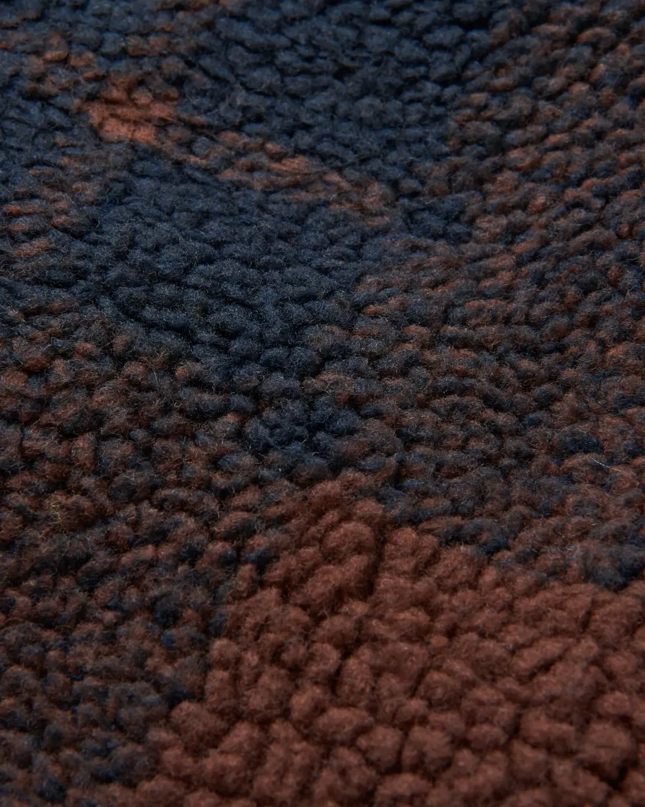 Fleece|Fleece>Floris van Bommel Trekker Recycled Deep-Pile Sherpa Fleece Chestnut/Deep Navy Check