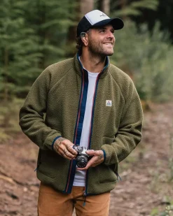 Fleece|Fleece>Floris van Bommel Tripper 2.0 Full Zip Recycled Sherpa Fleece Khaki