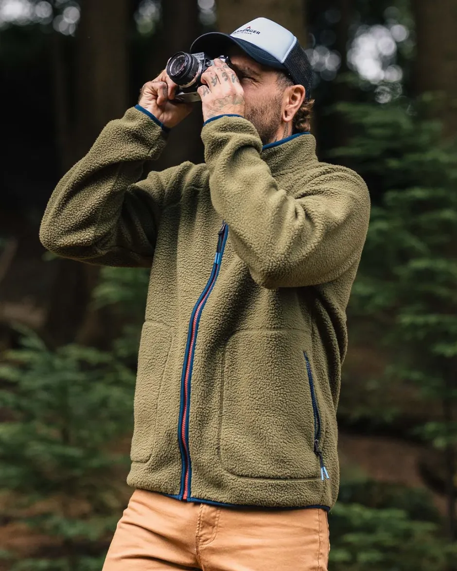 Fleece|Fleece>Floris van Bommel Tripper 2.0 Full Zip Recycled Sherpa Fleece Khaki