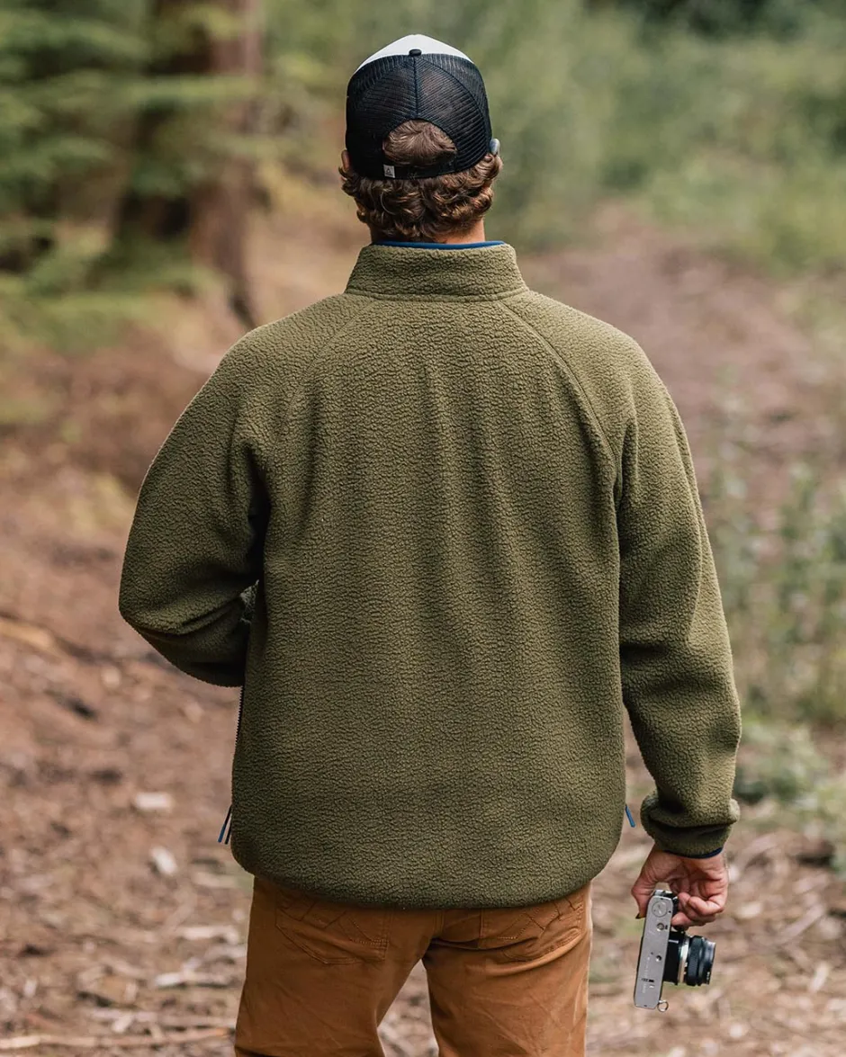 Fleece|Fleece>Floris van Bommel Tripper 2.0 Full Zip Recycled Sherpa Fleece Khaki