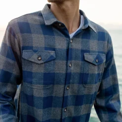 Shirts|Men's Outlet>Passenger Vacant Shirt Buffalo Check Slate Blue