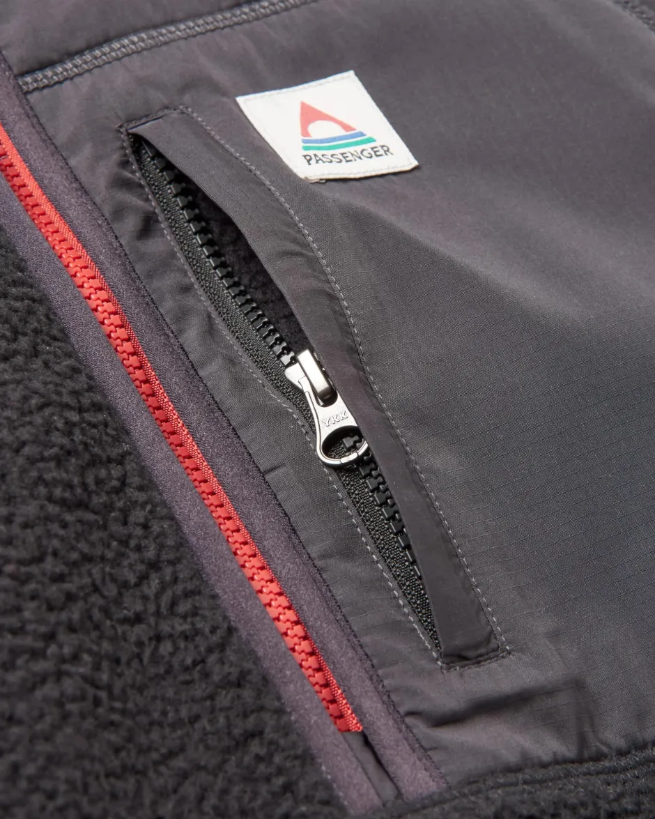 Fleece|Fleece>Floris van Bommel Ventura 1/2 Zip Recycled Sherpa Fleece Black