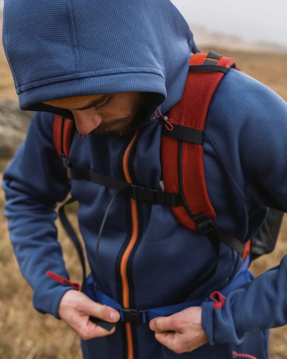 Hoodies & Sweatshirts|Fleece>Passenger Vertical Full Zip Hooded Recycled Fleece Dark Denim