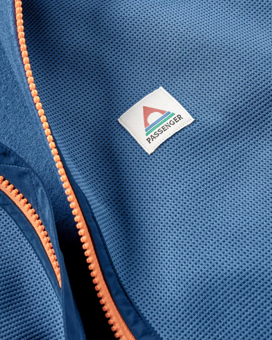 Hoodies & Sweatshirts|Fleece>Passenger Vertical Full Zip Hooded Recycled Fleece Dark Denim