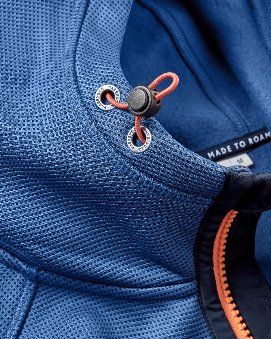 Hoodies & Sweatshirts|Fleece>Passenger Vertical Full Zip Hooded Recycled Fleece Dark Denim